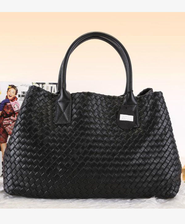 Bottega Veneta Intrecciato Leather Tote Lambskin Handbag Black